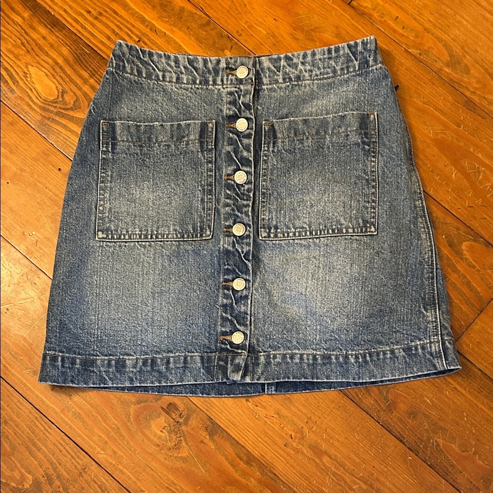 Denim Button-Front Skirt